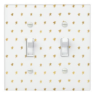 White Gold Stars Light Switch Cover