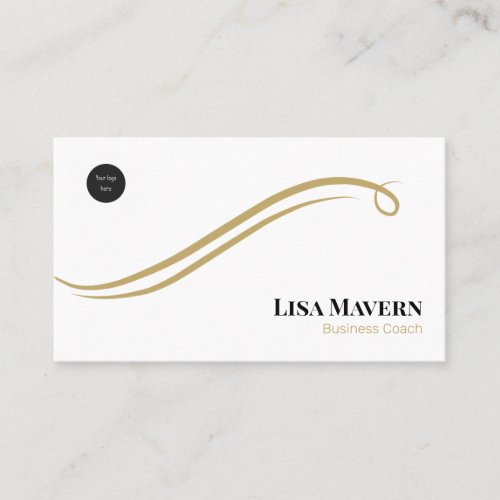 White  Gold Swirl Luxury  Business Card