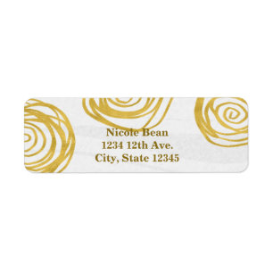 White & Gold Swirl Roses Modern Bridal Shower Label