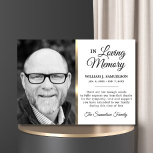 White Gold Sympathy Funeral Memory THANK YOU Photo