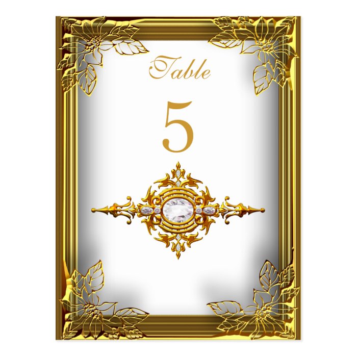 White Gold Table Number Seating Place Card Postcards
