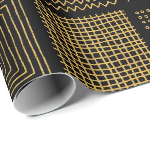 White  Gold Texture Cool Geometric Patterns Wrapping Paper
