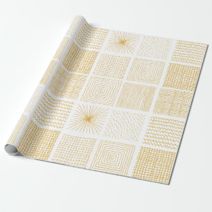 White & Gold Texture Geometric Pattern Wrapping Paper