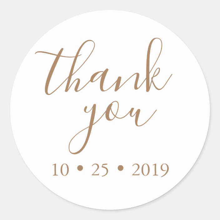 white gold thank you elegant wedding classic round sticker | Zazzle.com