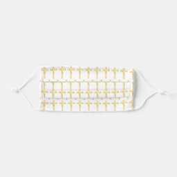 White | Gold Tone Simple Gradient Cross Pattern Adult Cloth Face Mask ...