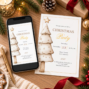 White gold tree  modern Christmas Party Invitation