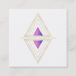 *~*   White Gold Triangles Sacred Geometry Alchemy Square Business Card