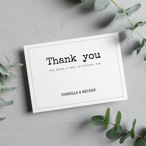 White gold typewriter font rustic style Thank You  Invitation