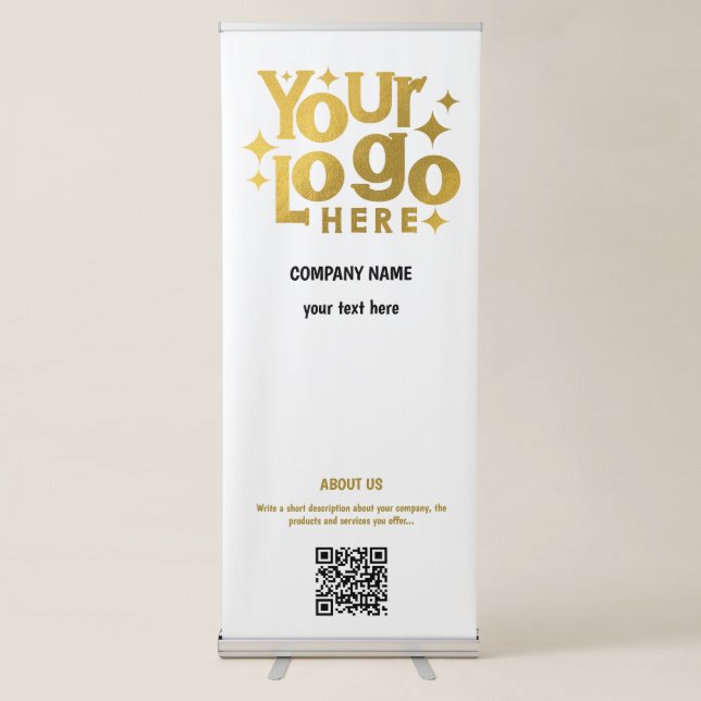 White Gold Unique Promotional Business Logo Retractable Banner (Front)