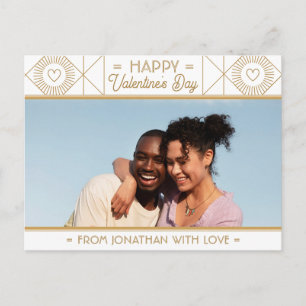    White & Gold Valentine's Day Personalized Photo Postcard