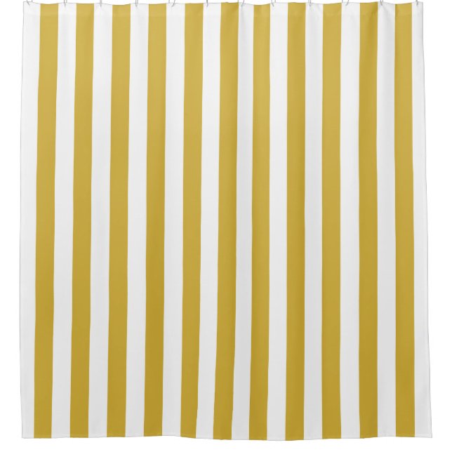 White Gold Vertical Stripe NL #0 Shower Curtain (Front)