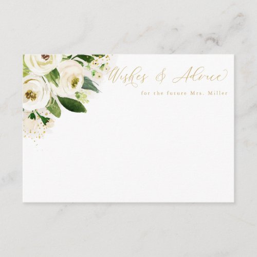 White  Gold Watercolor Floral Advice Card