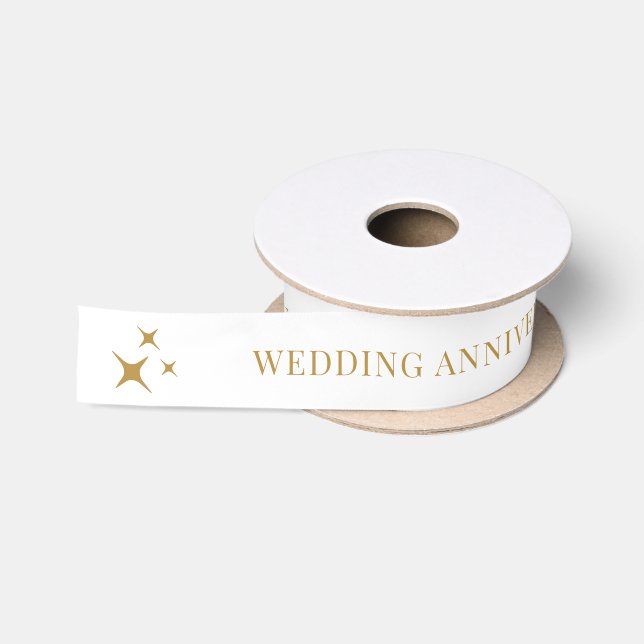 White Gold Wedding Anniversary 25 Years Satin Ribbon (Spool)