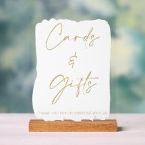 White Gold Wedding Cards and Gifts Table Acrylic Sign