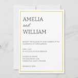 White &amp; Gold Wedding Invitation Template