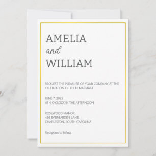 White & Gold Wedding Invitation Template