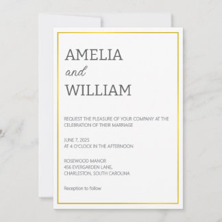 White & Gold Wedding Invitation Template