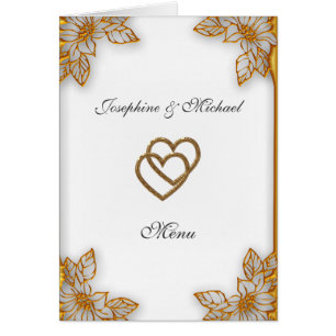 White Gold Wedding Menu Cards