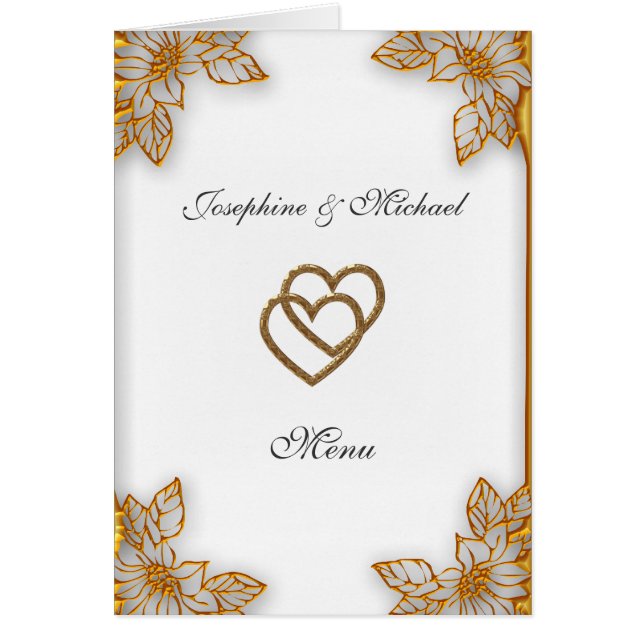 White Gold  Wedding Menu Cards (Front)