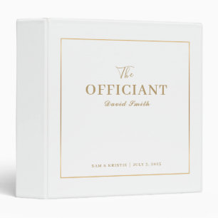 White Gold Wedding Officiant Personalized Couple 3 Ring Binder