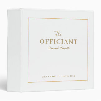 White Gold Wedding Officiant Personalized Couple 3 Ring Binder