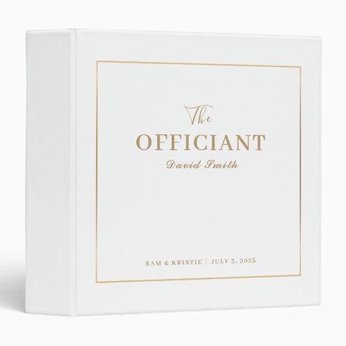 White Gold Wedding Officiant Personalized Couple 3 Ring Binder