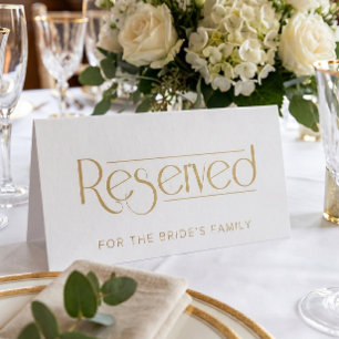 White Gold Wedding Reserved Table Tent Sign
