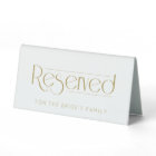 White Gold Wedding Reserved Table Tent Sign