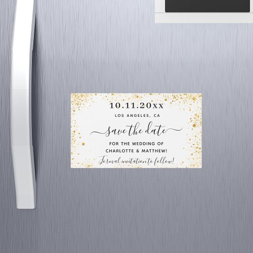 White gold wedding save the date magnet