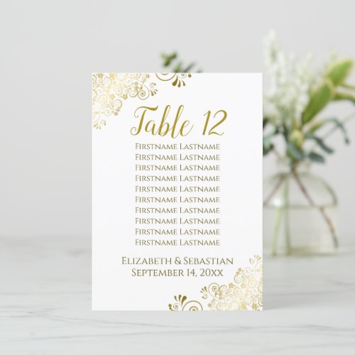 White  Gold Wedding Table Number Seating Chart