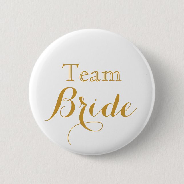 white Gold Wedding Team Bride Button (Front)
