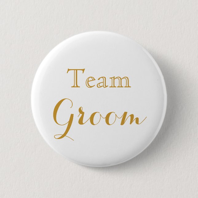 White Gold Wedding Team Groom Pinback Button (Front)