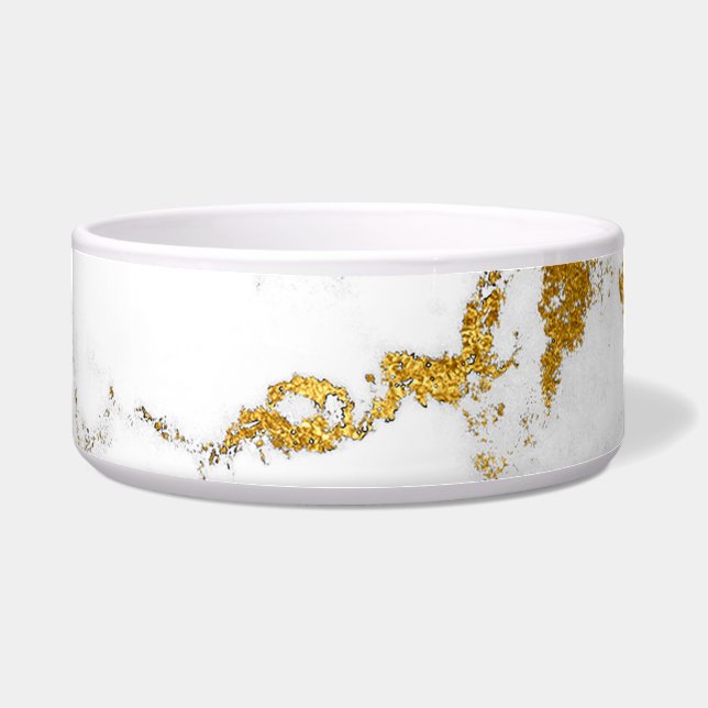 White Gold White Gray Marble Carrara Elegant Bowl (Front)