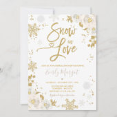 White & Gold Winter Bridal Shower Snow In Love Invitation (Front)