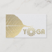 White & Gold Yoga Mediation Mandala Bodhi Leaf Business Card (Front)