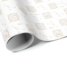 White & Gold Zodiac Cancer Astrology Star Sign