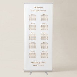 White Golden Beige 10 Table Seating Chart Retractable Banner