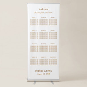 White Golden Beige 12 Table Seating Chart Retractable Banner