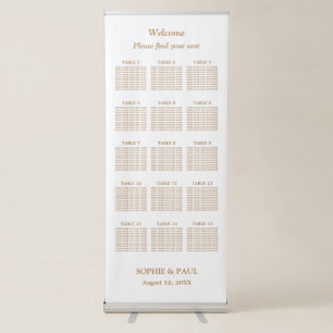 White Golden Beige 15 Table Seating Chart Retractable Banner