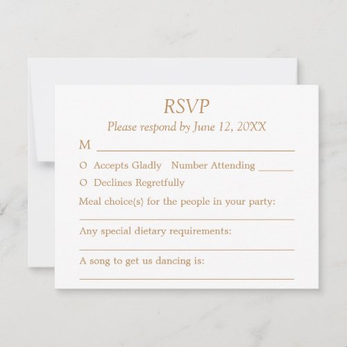 White Golden Beige Guest Choices Wedding RSVP Card