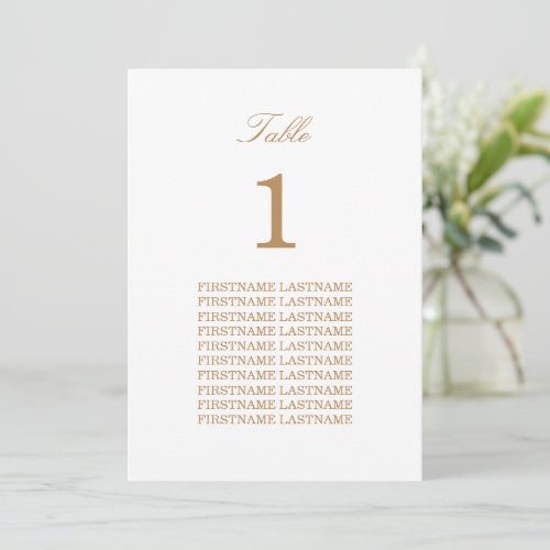 White Golden Beige Guest Names Table Card