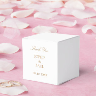 White Golden Beige Traditional Wedding Favor Box