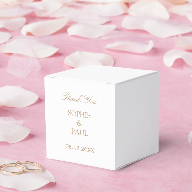 White Golden Beige Traditional Wedding Favor Box (Wedding)