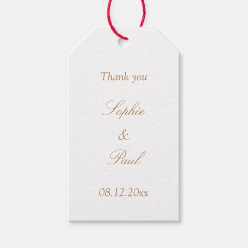 White Golden Beige Wedding Favor Thank You Gift Tags