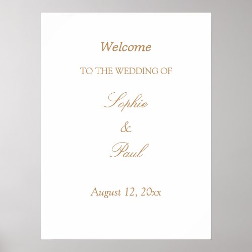 White Golden Beige Wedding Welcome Poster