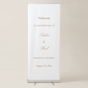 White Golden Beige Wedding Welcome Retractable Banner
