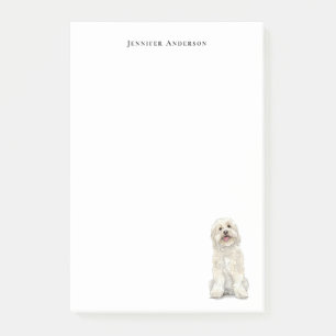 White Golden Doodle watercolor personalized Post-it Notes