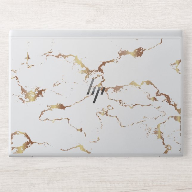White & Golden Marble  HP Laptop Skin (Front)