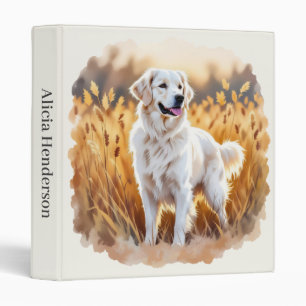 White Golden Retriever Dog 3 Ring Binder