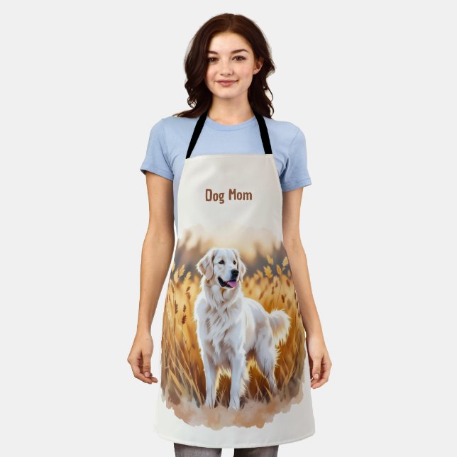 White Golden Retriever Dog Apron (Worn)
